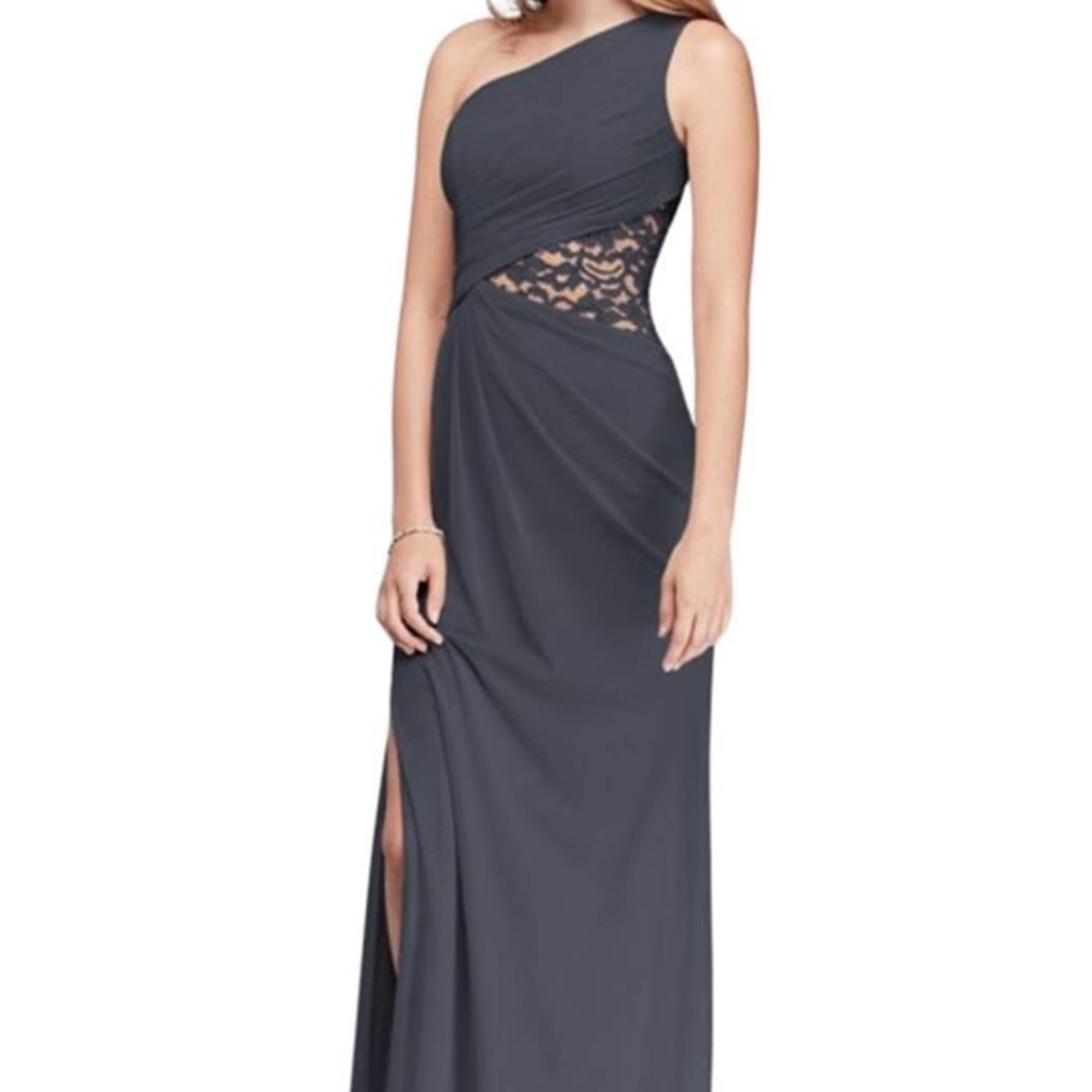 Grey Bridesmaid Dress One Shoulder